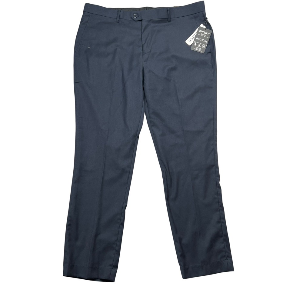 Dolce Roma Dress Pants Mens 36x29 Navy Stretch Slim Fit DPT-S644